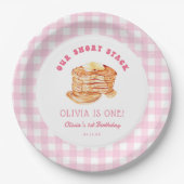 Meisje Short Stack Pannenkoek Ontbijt Verjaardagsf Papieren Bordje (Voorkant)