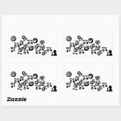 Meisje silhouet blazen bubbels zwart wit rechthoekige sticker (Vel)
