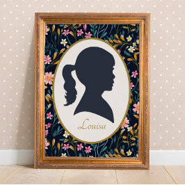  Meisje Silhouet Floral Cottagecore Perfect Poster