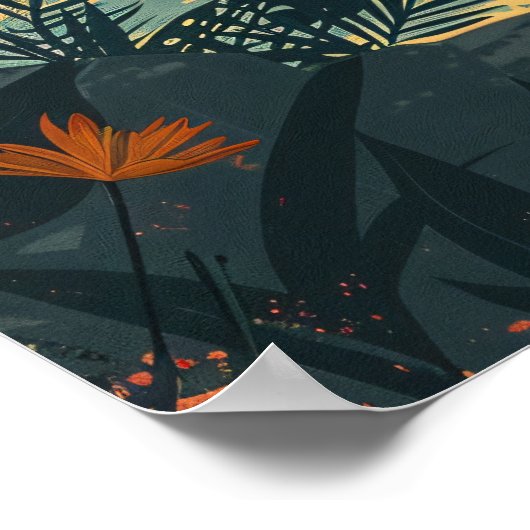  meisje silhouet onder de maan Poster (Hoek)