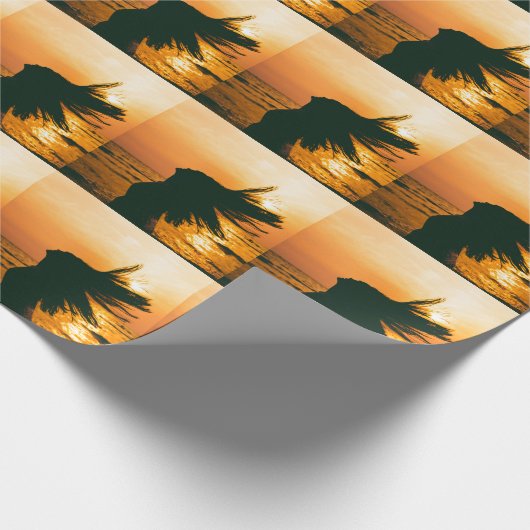 Meisje silhouet, zee zonsondergang, vrijheid. cadeaupapier (Hoek)