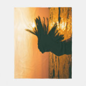 Meisje silhouet, zee zonsondergang, vrijheid. fleece deken (Voorkant)