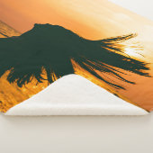 Meisje silhouet, zee zonsondergang, vrijheid. sherpa deken (3/4)