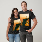 Meisje silhouet, zee zonsondergang, vrijheid. t-shirt (Unisex)