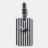 Meisje Silhouette, zwart, witte strepen, speciaal Bagagelabel (Voorkant verticaal)