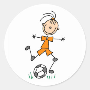 Meisje Sinaasappel Voetbal Uniform Ronde Sticker