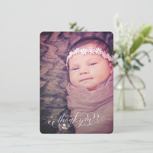 Meisje Sip & See Bedankt Geboorteaankondiging Aankondiging (Staand voorkant)