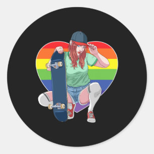 Meisje Skater Skateboarden Lesbische Skateboarder Ronde Sticker
