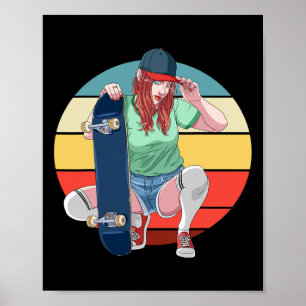 Meisje Skater Skateboarder Meisjes Skateboarden Vr Poster