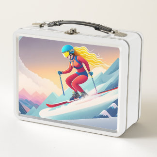 Meisje Skiën Metal Lunchbox