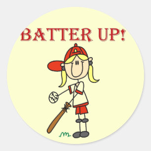 Meisje Sla Op Honkbal T-shirts en Cadeaus Ronde Sticker