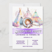 Meisje slapen glamping sluimer slaapout tipi kaart (Voorkant)