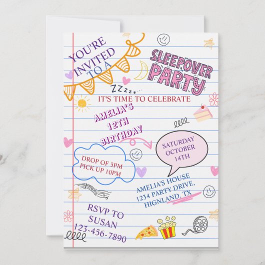 Meisje Sleepover Party Tiener Kinder Slumber Verja Kaart (Voorkant)