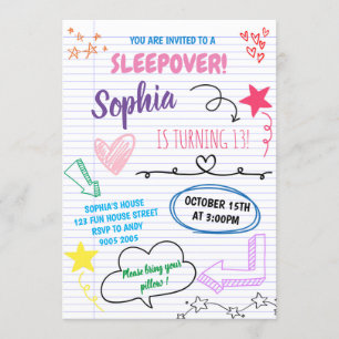 Meisje Sleepover Party Tiener Kinder Slumber Verja Kaart