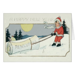 Meisje sleept resoluties papier Volle maan