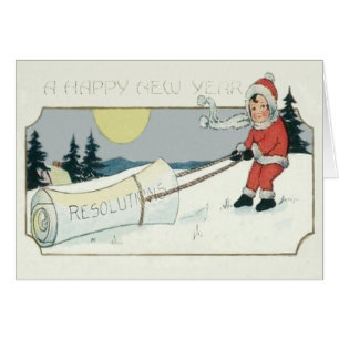 Meisje sleept resoluties papier Volle maan