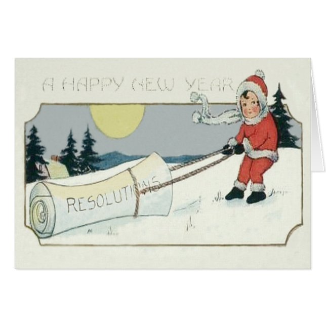 Meisje sleept resoluties papier Volle maan (Voorkant Horizontaal)