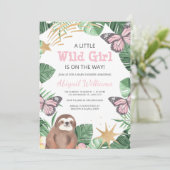 Meisje / Sleuf / Butterfly / Faux Gold Baby shower Kaart (Staand voorkant)