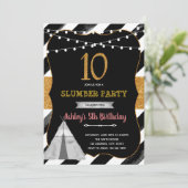 Meisje sluimer 10e feest Uitnodiging (Staand voorkant)