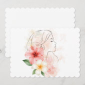 Meisje sluit haar ogen met bloem-waterverf kaart (Voorkant / Achterkant)