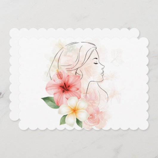 Meisje sluit haar ogen met bloem-waterverf kaart (Voorkant / Achterkant)