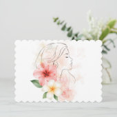 Meisje sluit haar ogen met bloem-waterverf kaart (Staand voorkant)