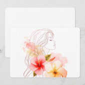 Meisje sluit haar ogen met rode bloem kaart (Voorkant / Achterkant)