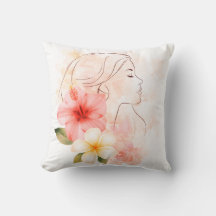 Meisje sluit haar ogen watercolor bloem