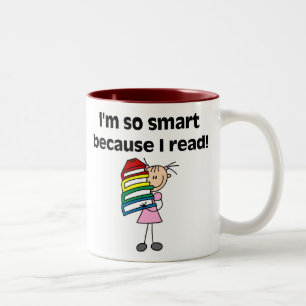 Meisje Smart omdat ik las Tweekleurige Koffiemok
