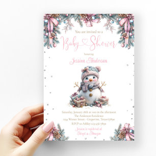 Meisje Sneeuwman Baby Shower Kaart