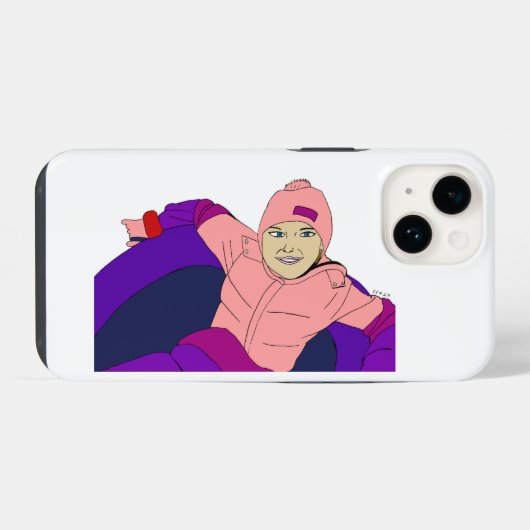 Meisje sneeuwtube iPhone hoesje (Achterkant horizontaal)