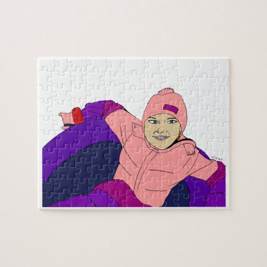 Meisje sneeuwtubing legpuzzel (Horizontaal)