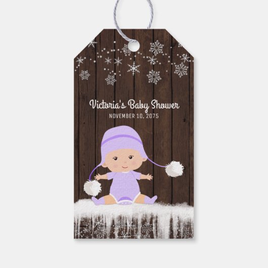 Meisje Sneeuwvlok Baby shower Favor Gift Labels Cadeaulabel (Achterkant)