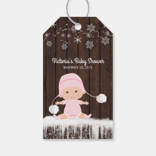 Meisje Sneeuwvlok Baby shower Favor Gift Labels Cadeaulabel (Achterkant)
