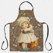 Meisje snijdt appel Halloween Schort (Voorkant)