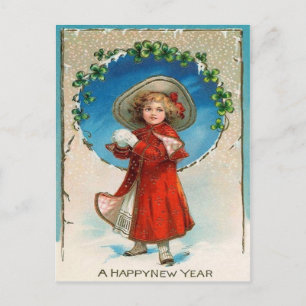 Meisje Snowball Four Leaf Clover Shamrock Briefkaart