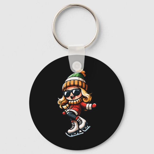 Meisje Snowflake Sungles Snowboarden Speler Sleutelhanger (Voorkant)