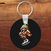 Meisje Snowflake Sungles Snowboarden Speler Sleutelhanger (Voorkant)