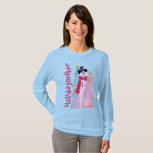 Meisje Snowman met roze Snowflake patroon T-shirt