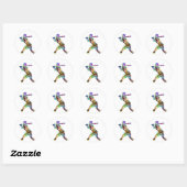 Meisje Softbal Speler Ronde Sticker (Vel)