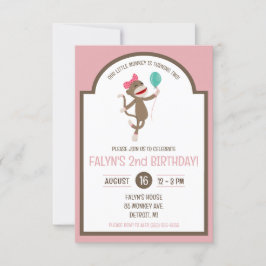 Meisje sok aap met ballon verjaardagsfeest kaart