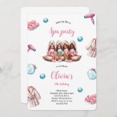 MEISJE SPA FEESTUITNODIGING KAART (Voorkant / Achterkant)