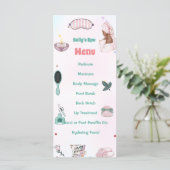 Meisje Spa Verjaardagsfeestje Menu (Staand voorkant)