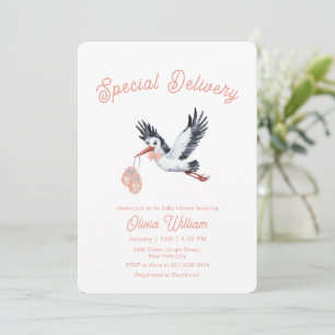 Meisje Speciale Levering Vintage Ooievaar Baby Sho Kaart