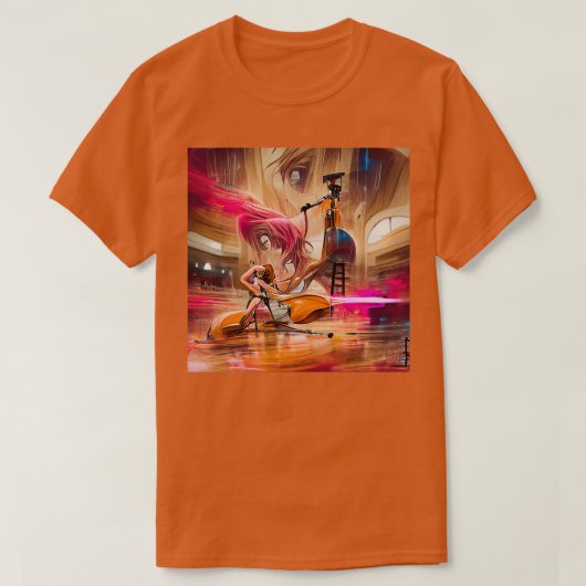 Meisje speelt Cello Abstracte kunst T-shirt (Design voorkant)