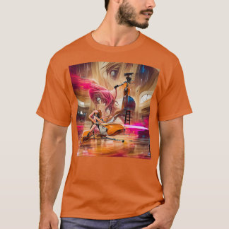 Meisje speelt Cello Abstracte kunst T-shirt