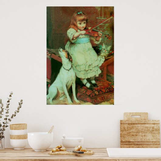 Meisje speelt een viool poster (Keuken)