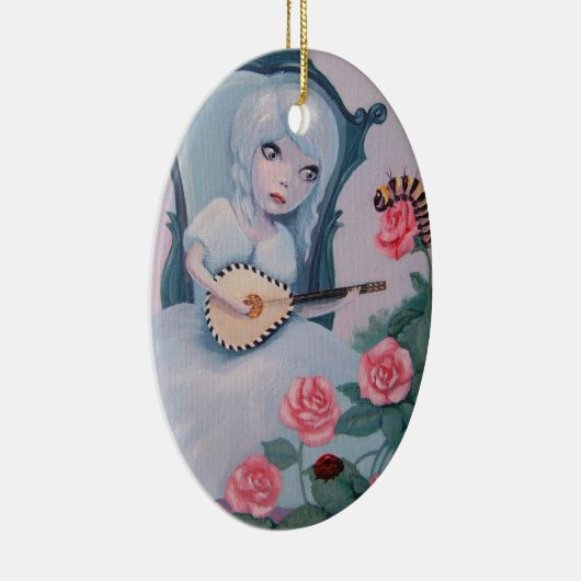 meisje speelt faire muziek keramisch ornament (Rechts)