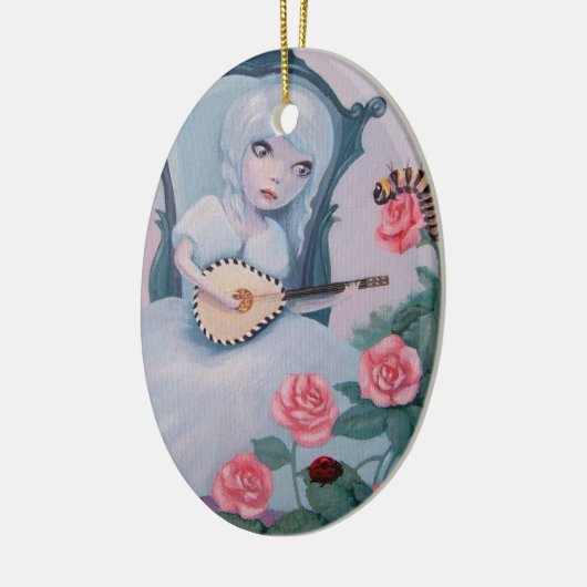 meisje speelt faire muziek keramisch ornament (Links)