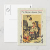 Meisje speelt piano voor hond briefkaart (Voorkant / Achterkant)